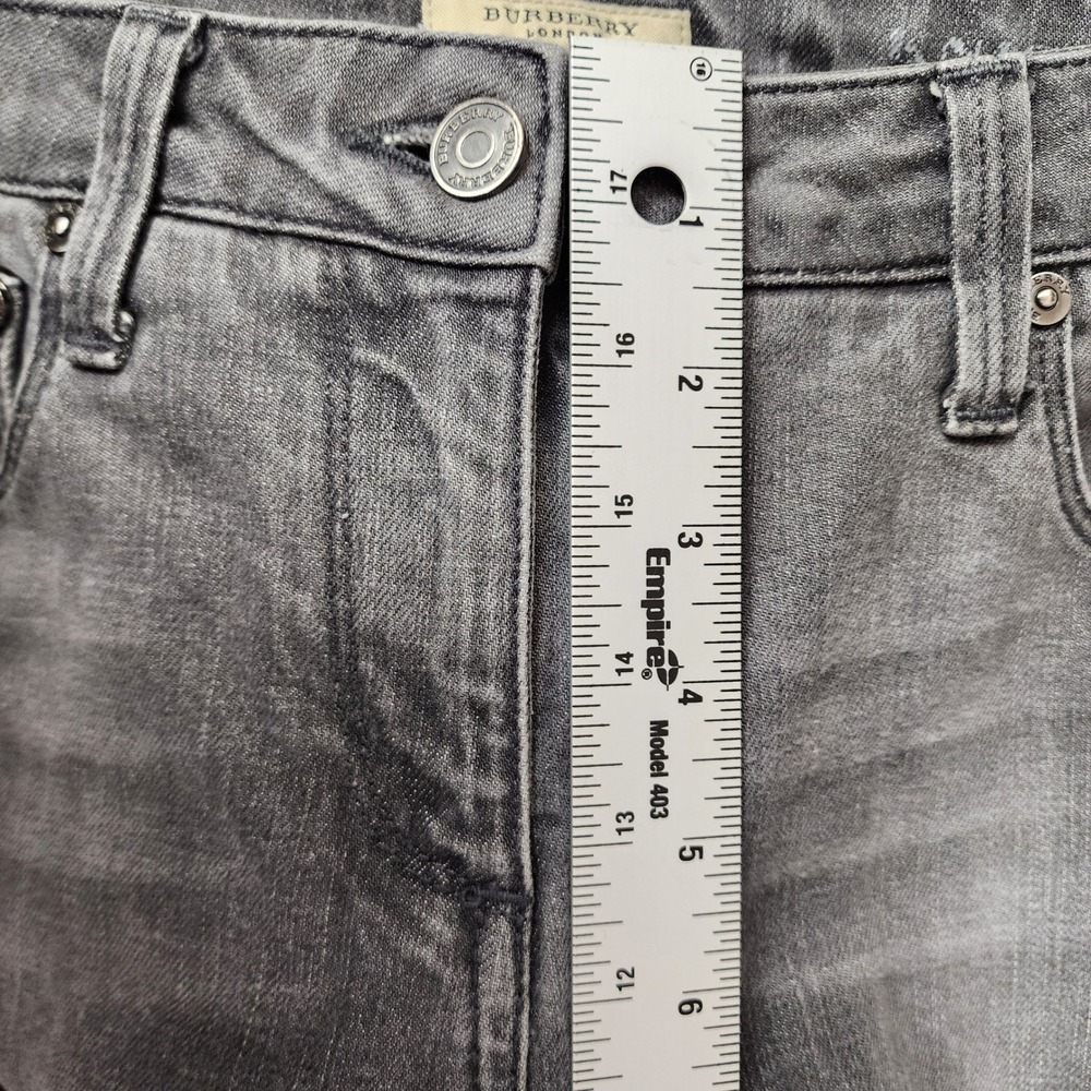 Burberry London Grey Straight Leg Jeans Chain Detail Knightsbridge Denim Womens - Picture 8 of 12